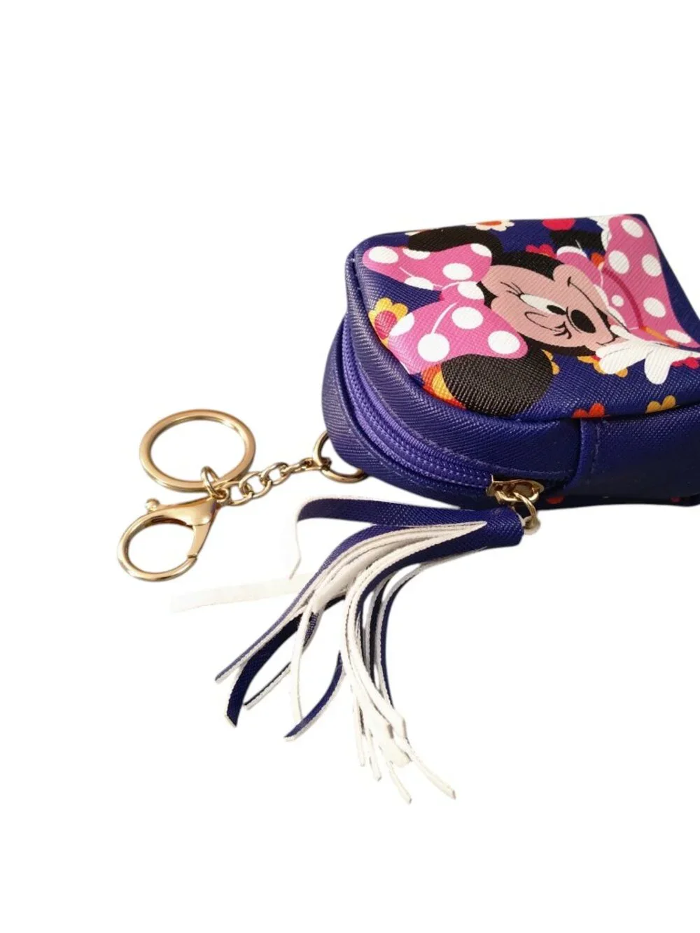 Minnie Mouse Disney Mini Backpack Pouch With Keychain Keyring Tassel Purple